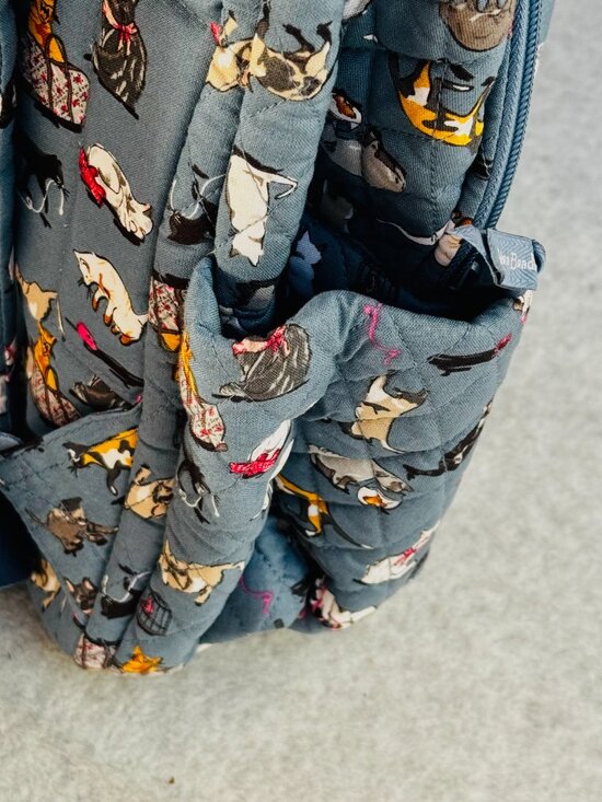 Vera Bradley Essential Large Backpack Blue Cat\'s Meow Zipper NWT Rear Strap main image 11